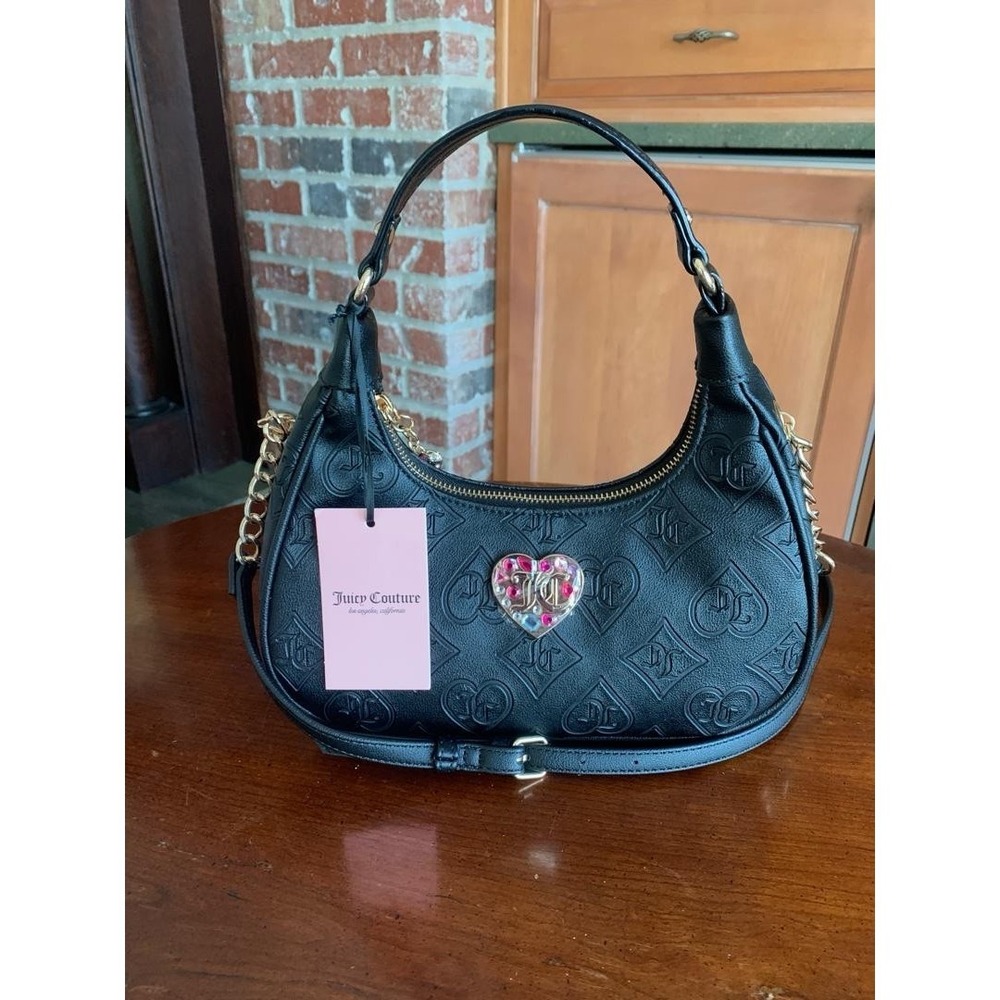 Juicy Couture Black Liquorice Glitzed Out Hobo Crossbody Bag Purse MSRP $118 NWT